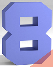 шаблон с цифрой "8" и объемная цифра 3D для подарка на 8 марта