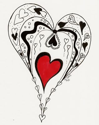 рисунок сердце в стиле зетангл
