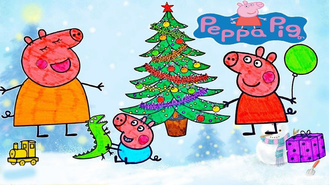 открытка на Новый год со Свинкой Пеппой