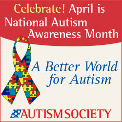 текст при наведении - плакат, посвящённый месяцу распространения информации об аутизме, США