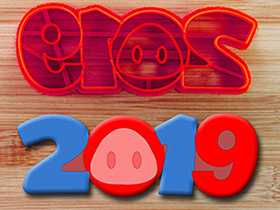 вырубка для надписи "2019" с поросенком на Новый год 2019