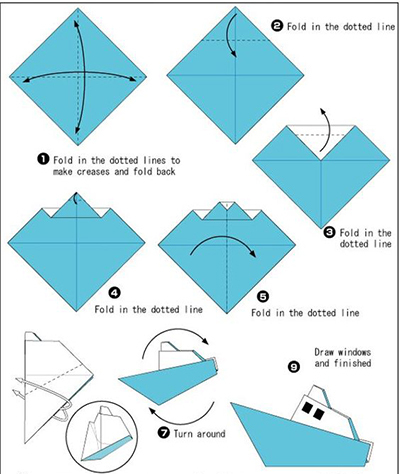 кораблик в технике оригами схема